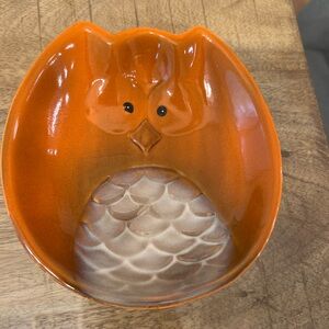Orange Owl Shaped Ceramic Bowl